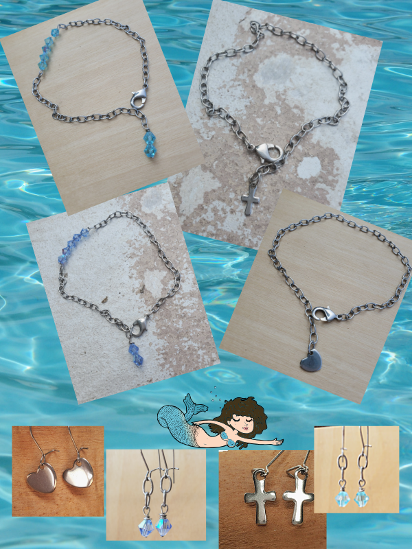 swim jewelry anklets and earrings